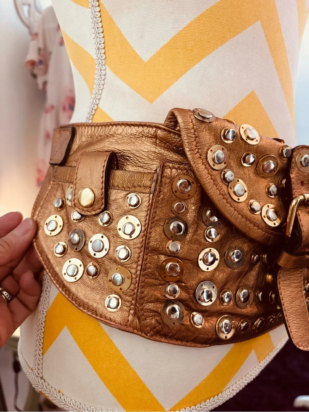 GIGI Metallic Gold Studded Waist Bag🤩😎